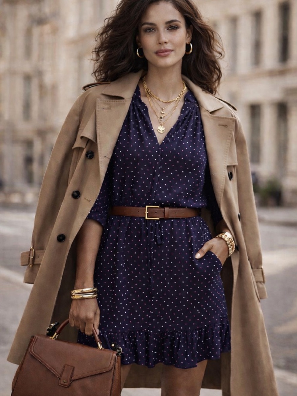 Draper James Navy and Red Floral Polka dress